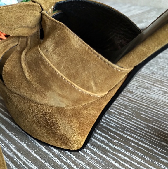 *SOLD🚫*Saint Laurent 'Candy 80 Bow' Sandals Brown - Picture 7 of 8